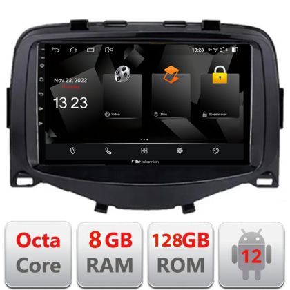 Navigatie dedicata Nakamichi Toyota Aygo 2014-2018 Android radio gps internet quad core 8+128 carplay android auto