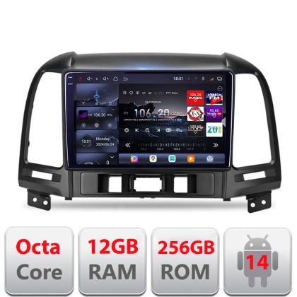 Navigatie Hyundai Santa Fe 2007-2012 Edotec Kit-008 8 core QLED 2K 12+256GB 360 Android Waze USB Navigatie Internet Youtube Radio