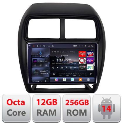 Navigatie Mitsubishi ASX 2017-2021 model facelift Android radio gps internet 8 core QLED 2K 12+256GB 360 Edotec