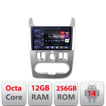 Navigatie Dacia Duster 2010-2012 Edotec Kit-099 8 core QLED 2K 12+256GB 360 Android Waze USB Navigatie Internet Youtube Radio