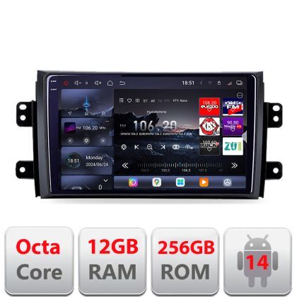 Navigatie Suzuki SX4 2006-2013 Edotec Kit-124 8 core QLED 2K 12+256GB 360 Android Waze USB Navigatie Internet Youtube Radio