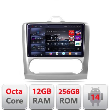 Navigatie Ford Focus 2 Clima Automata 2005-2010 Edotec Kit-140-automatic 8 core QLED 2K 12+256GB 360 Android Waze USB Navigatie Internet Youtube Radio