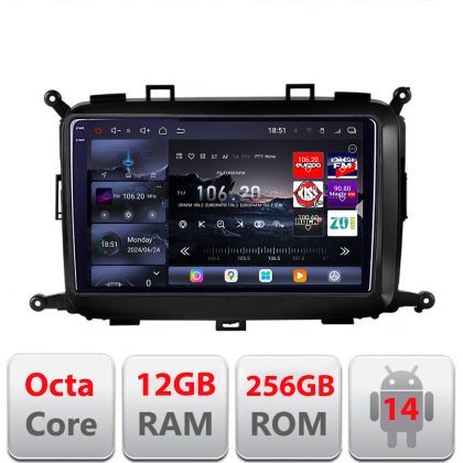 Navigatie Kia Carens 2013-2018 Edotec Kit-2023 8 core QLED 2K 12+256GB 360 Android Waze USB Navigatie Internet Youtube Radio
