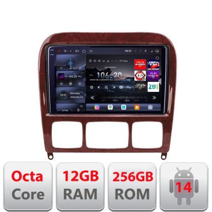 Navigatie Mercedes Clasa S 1998-2005 Edotec Kit-220 8 core QLED 2K 12+256GB 360 Android Waze USB Navigatie Internet Youtube Radio