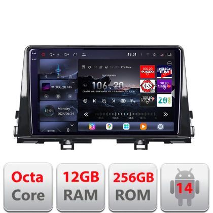 Navigatie Kia Picanto 2016- Edotec Kit-2217 8 core QLED 2K 12+256GB 360 Android Waze USB Navigatie Internet Youtube Radio