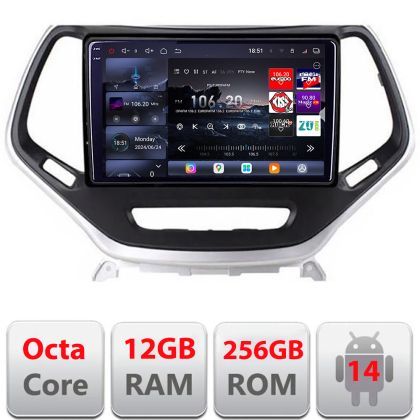 Navigatie Jeep Cherokee 2014-2019 Edotec Kit-248 8 core QLED 2K 12+256GB 360 Android Waze USB Navigatie Internet Youtube Radio