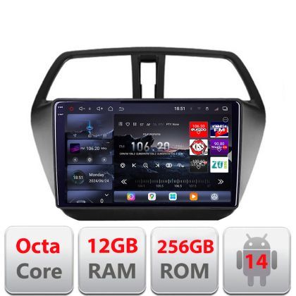 Navigatie Suzuki S-Cross 2013-2020 Edotec Kit-337 8 core QLED 2K 12+256GB 360 Android Waze USB Navigatie Internet Youtube Radio