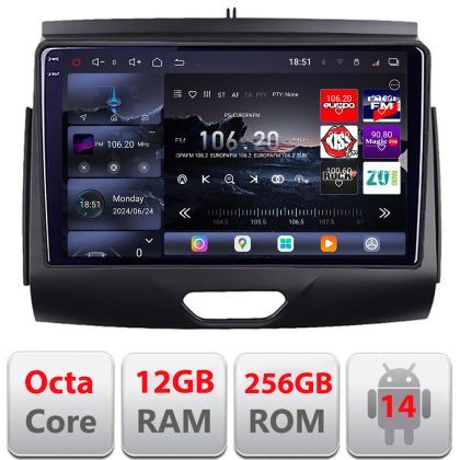Navigatie Ford Ranger 2015- cu cd Android radio gps internet 8 core QLED 2K 12+256GB 360 Edotec