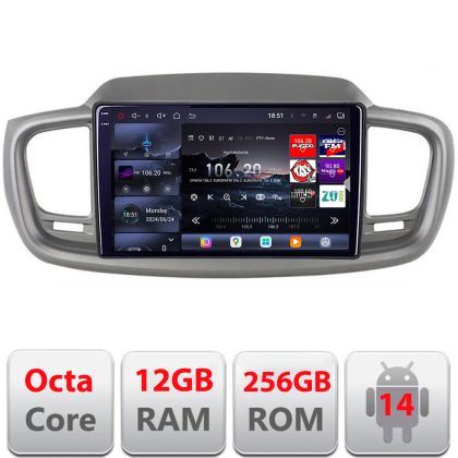 Navigatie Kia Sorento 2015-2018 Edotec Kit-6528 8 core QLED 2K 12+256GB 360 Android Waze USB Navigatie Internet Youtube Radio