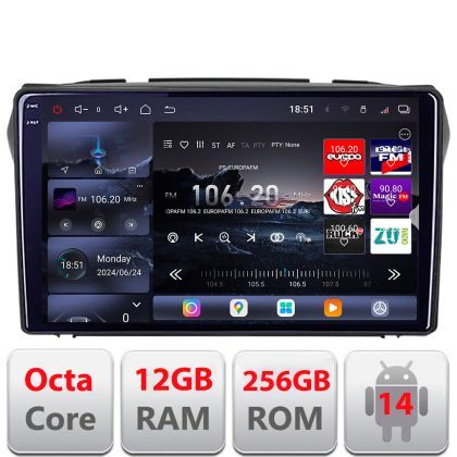 Navigatie Suzuki Alto 2009-2016 Android radio gps internet 8 core QLED 2K 12+256GB 360 Edotec