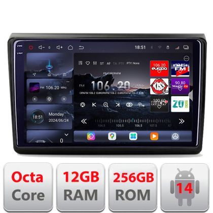 Navigatie Fiat BRAVO 2007-2014 Edotec Kit-BRAVO 8 core QLED 2K 12+256GB 360 Android Waze USB Navigatie Internet Youtube Radio