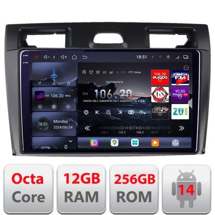 Navigatie Ford Fiesta MK5 2002-2008 Android radio gps internet 8 core QLED 2K 12+256GB 360 Edotec