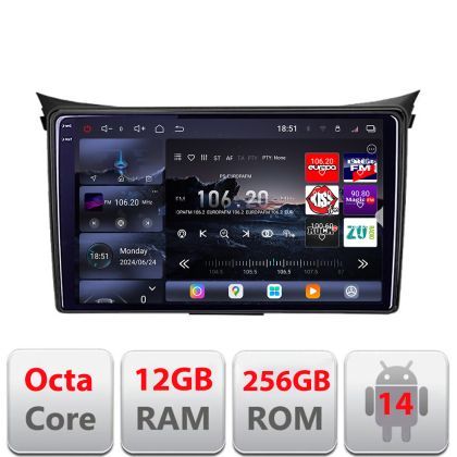 Navigatie Hyundai I30 2011-2016 8 core QLED 2K 12+256GB 360 Android Waze USB Navigatie Internet Youtube Radio Edotec
