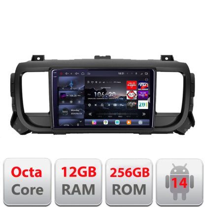 Navigatie Citroen Jumpy Toyota Proace Peugeot Traveller 2017-2022 Edotec Kit-jumpy16 8 core QLED 2K 12+256GB 360 Android Waze USB Navigatie Internet Youtube v2