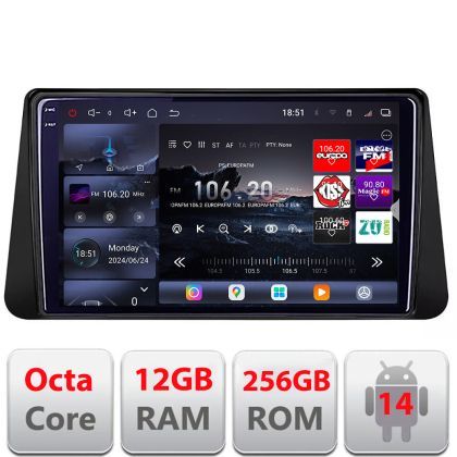 Navigatie Nissan Micra intre anii 2014-2019 Android radio gps internet 8 core QLED 2K 12+256GB 360 Edotec