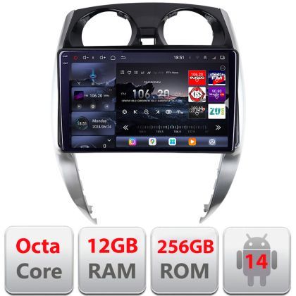 Navigatie Nisan Note 2012-2019 Android radio gps internet 8 core QLED 2K 12+256GB 360 Edotec