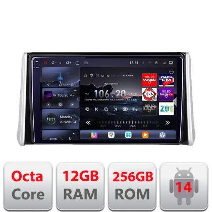 Navigatie Toyota RAV4 Suzuki Across 2018+ 8 core QLED 2K 12+256GB 360 Android Waze USB Navigatie Internet Youtube Radio v1 Edotec