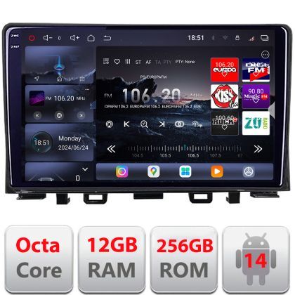 Navigatie Kia Rio 2019- Android radio gps internet 8 core QLED 2K 12+256GB 360 Edotec
