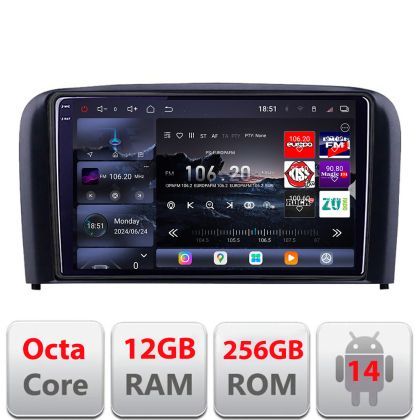 Navigatie Volvo S80 2004-2006 Edotec Kit-S80 8 core QLED 2K 12+256GB 360 Android Waze USB Navigatie Internet Youtube Radio