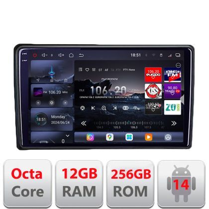Navigatie Ford Transit Focus Kuga Edotec Kit-transit 8 core QLED 2K 12+256GB 360 Android Waze USB Navigatie Internet Youtube Radio