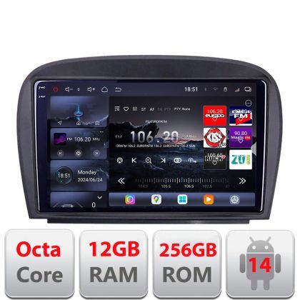 Navigatie Mercedes SL W230 2004-2011 Edotec Kit-W230 8 core QLED 2K 12+256GB 360 Android Waze USB Navigatie Internet Youtube Radio