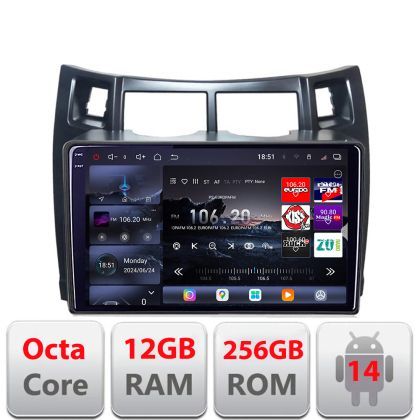 Navigatie Toyota Yaris 2008-2011 Edotec Kit-YARIS08 8 core QLED 2K 12+256GB 360 Android Waze USB Navigatie Internet Youtube Radio Edotec
