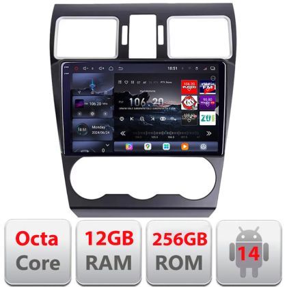Navigatie Subaru Forester XV Qled 2K Octa Core 12+256GB LTE 4G DSP Wifi 5Ghz android auto carplay radio gps internet kit-062-2019+EDT-E809-2K