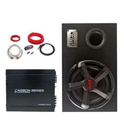 Pachet bass, Audio System, CARBON-10-130.2, difuzor 10", 25 cm, 250 watts rms, cu kit de cabluri