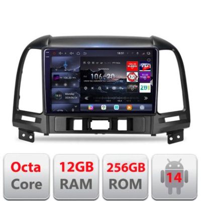 Navigatie Hyundai Santa Fe 2007-2012 Edotec Kit-008 8 core QLED 2K 12+256GB 360 Android Waze USB Navigatie Internet Youtube Radio