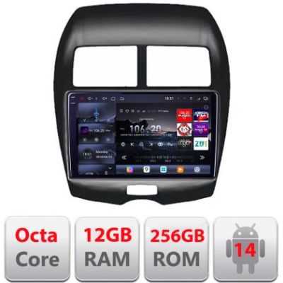 Navigatie Mistubishi ASX 2010-2017 Edotec Kit-026 8 core QLED 2K 12+256GB 360 Android Waze USB Navigatie Internet Youtube Radio