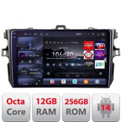 Navigatie Toyota Corolla 2007-2013 Edotec Kit-063 8 core QLED 2K 12+256GB 360 Android Waze USB Navigatie Internet Youtube Radio