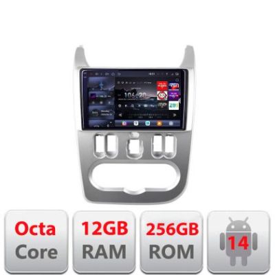 Navigatie Dacia Duster 2010-2012 Edotec Kit-099 8 core QLED 2K 12+256GB 360 Android Waze USB Navigatie Internet Youtube Radio