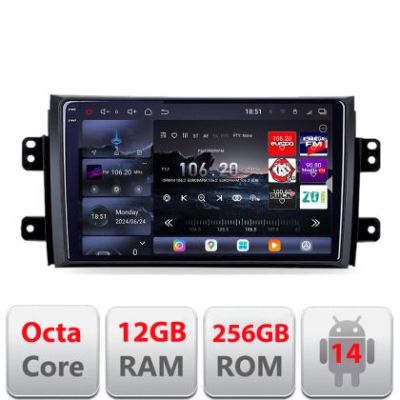 Navigatie Suzuki SX4 2006-2013 Edotec Kit-124 8 core QLED 2K 12+256GB 360 Android Waze USB Navigatie Internet Youtube Radio