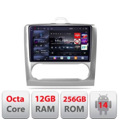 Navigatie Ford Focus 2 Clima Automata 2005-2010 Edotec Kit-140-automatic 8 core QLED 2K 12+256GB 360 Android Waze USB Navigatie Internet Youtube Radio