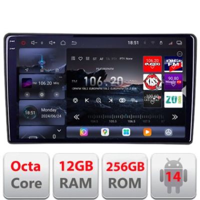 Navigatie universala 2din-2 8 core QLED 2K 12+256GB 360 Android Waze USB Navigatie Internet Youtube Radio Edotec