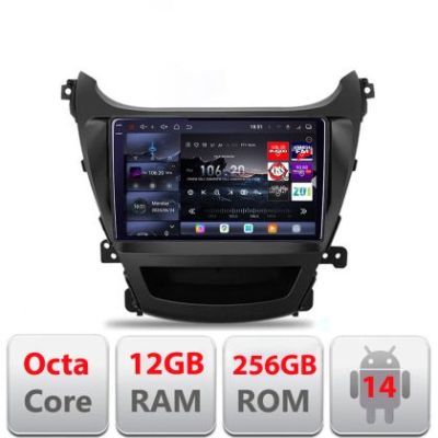 Navigatie Hyundai Elantra 2013-2015 Edotec Kit-359 8 core QLED 2K 12+256GB 360 Android Waze USB Navigatie Internet Youtube Radio