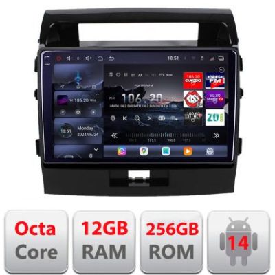 Navigatie Toyota LandCruiser 2008-2015 Edotec Kit-381 8 core QLED 2K 12+256GB 360 Android Waze USB Navigatie Internet Youtube Radio