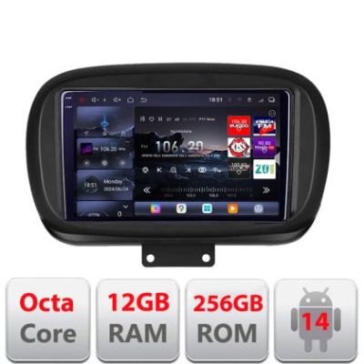 Navigatie Fiat 500 2014- Edotec Kit-539 8 core QLED 2K 12+256GB 360 Android Waze USB Navigatie Internet Youtube Radio