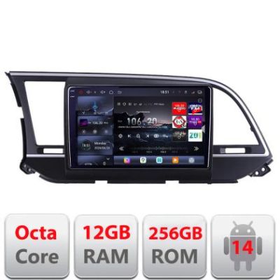 Navigatie Hyundai Elantra 2015-2018 Edotec Kit-581 8 core QLED 2K 12+256GB 360 Android Waze USB Navigatie Internet Youtube Radio