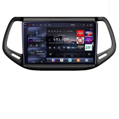 Navigatie Jeep Compass 2016+ Edotec Kit-739 8 core QLED 2K 12+256GB 360 Android Waze USB Navigatie Internet Youtube Radio