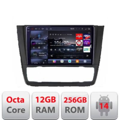 Navigatie BMW Seria 1 E87 Edotec Kit-BMW117 8 core QLED 2K 12+256GB 360 Android Waze USB Navigatie Internet Youtube Radio