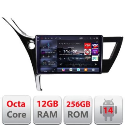 Navigatie Toyota Corolla 2017-Edotec Kit-COROLLA17 8 core QLED 2K 12+256GB 360 Android Waze USB Navigatie Internet Youtube Radio