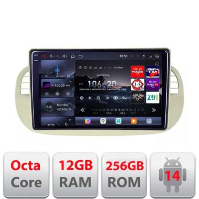 Navigatie Fiat 500 intre anii 2007-2015 Android radio gps internet 8 core QLED 2K 12+256GB 360 Edotec