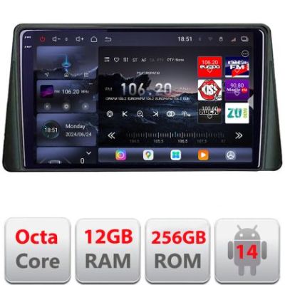 Navigatie Ford Focus 4 2019+ Edotec Kit-focus4 8 core QLED 2K 12+256GB 360 Android Waze USB Navigatie Internet Youtube Radio