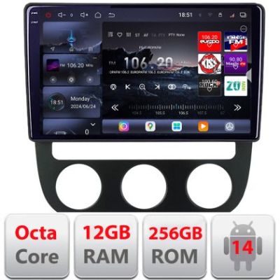 Navigatie VW Golf 5 2004-2010 clima automatica Android radio gps internet 8 core QLED 2K 12+256GB 360 Edotec