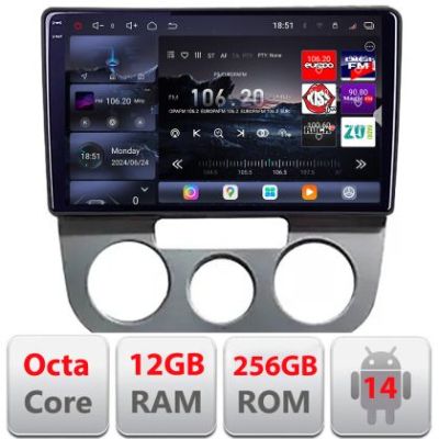 Navigatie VW Golf 5 2004-2010 clima manuala Android radio gps internet 8 core QLED 2K 12+256GB 360 Edotec