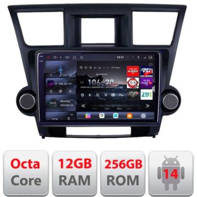 Navigatie Toyota Highlander 2007-2013 Android radio gps internet 8 core QLED 2K 12+256GB 360 Edotec
