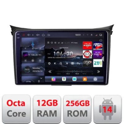 Navigatie Hyundai I30 2011-2016 8 core QLED 2K 12+256GB 360 Android Waze USB Navigatie Internet Youtube Radio Edotec