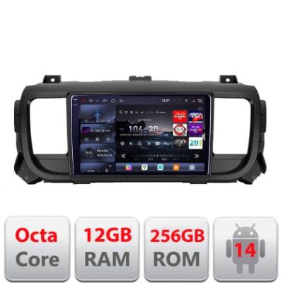 Navigatie Citroen Jumpy Toyota Proace Peugeot Traveller 2017-2022 Edotec Kit-jumpy16 8 core QLED 2K 12+256GB 360 Android Waze USB Navigatie Internet Youtube