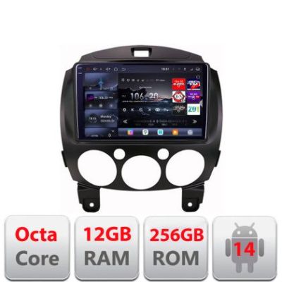 Navigatie Mazda 2 2007-2013 Android radio gps internet 8 core QLED 2K 12+256GB 360 Edotec